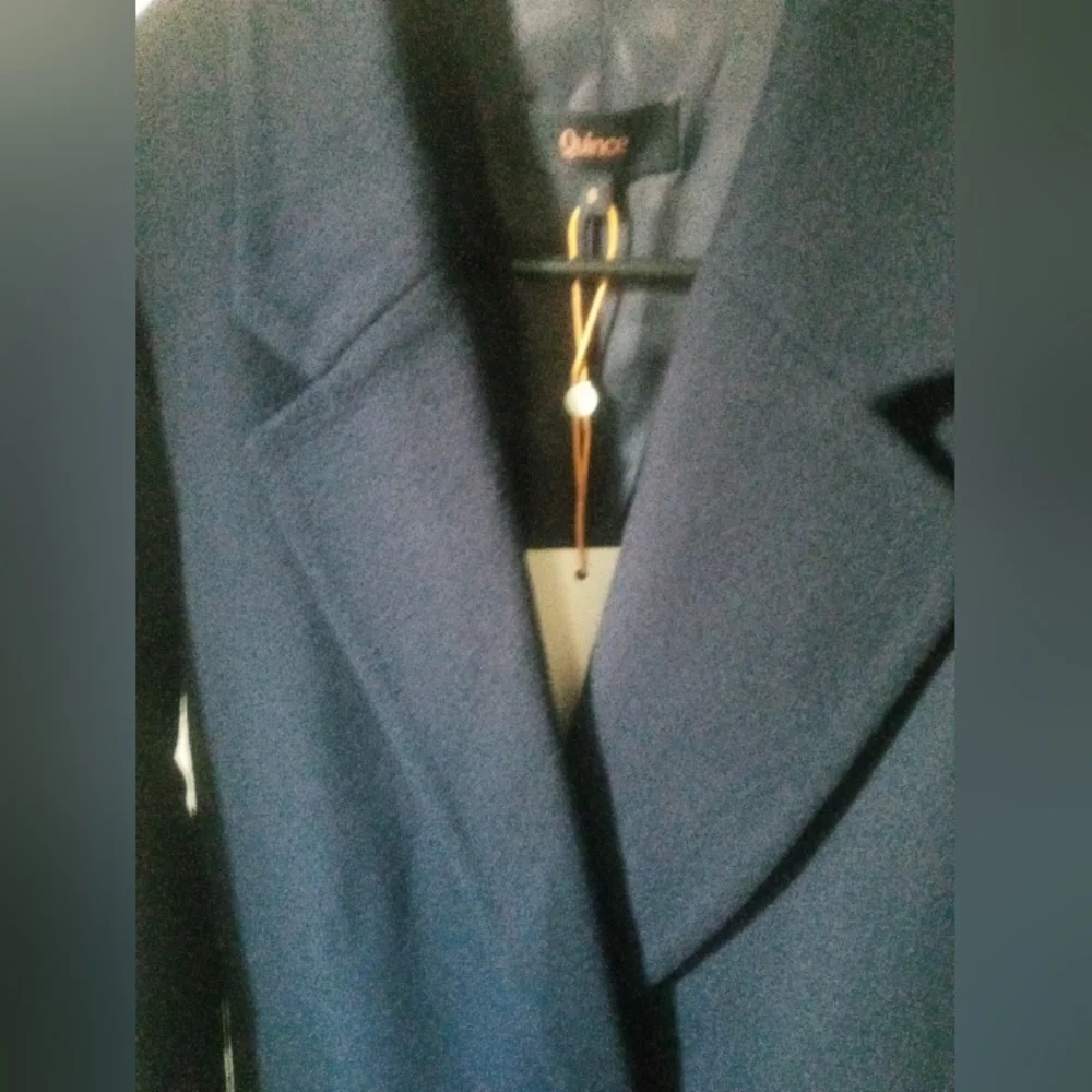 Quince Italian Wool Long Classic Coat. Navy. Small. Perfect Condition. - Picture 9 of 17
